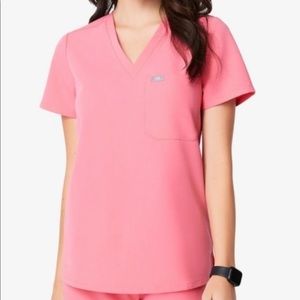 Figs Scrub Set Neon Pink Catarina One Pocket Top (S) Yola Skinny Pants (SP)